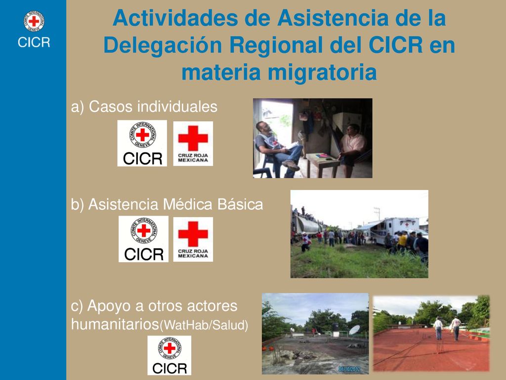 Actividades de Asistencia de la Delegación Regional del CICR en materia migratoria