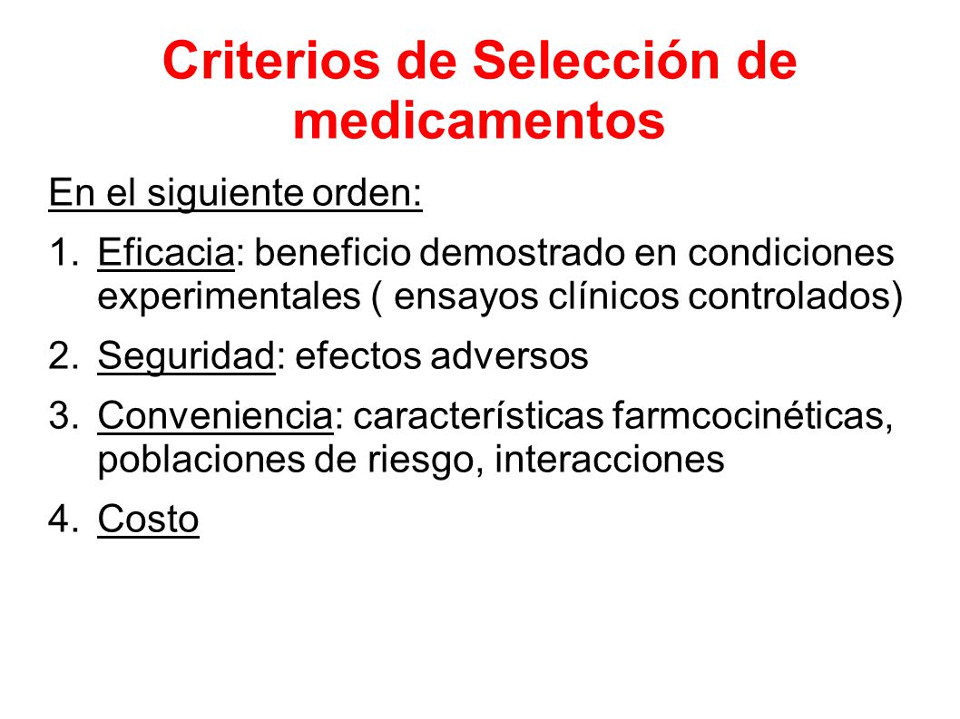Criterios de Selección de medicamentos