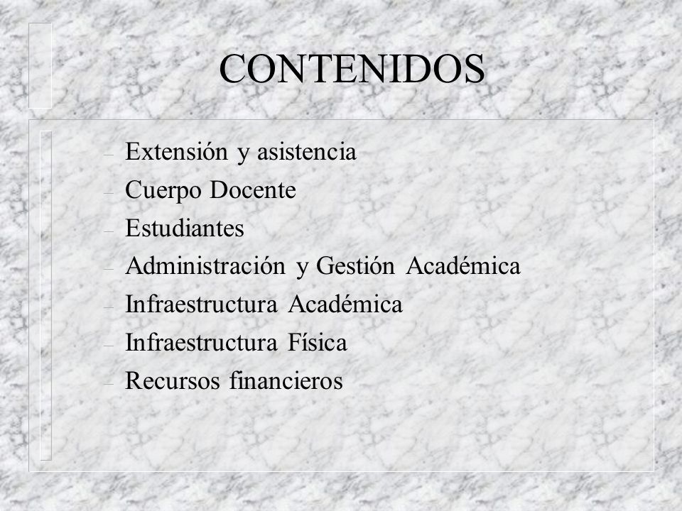 CONTENIDOS Extensión y asistencia Cuerpo Docente Estudiantes