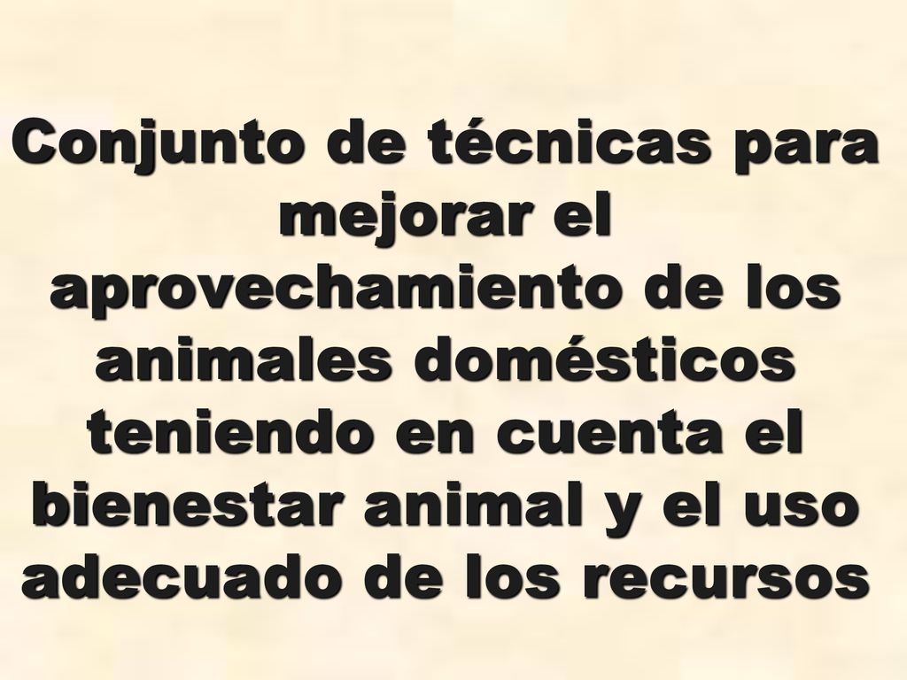 Conjunto de técnicas para mejorar el aprovechamiento de los animales domésticos teniendo en cuenta el bienestar animal y el uso adecuado de los recursos