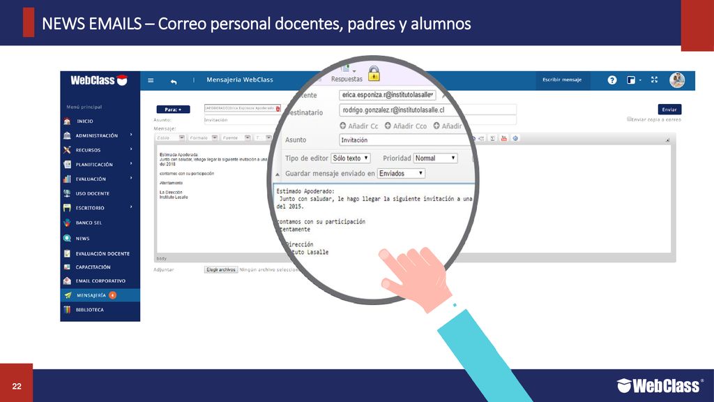 TITULOS EN MAYUSCULA NEWS  S – Correo personal docentes, padres y alumnos 22