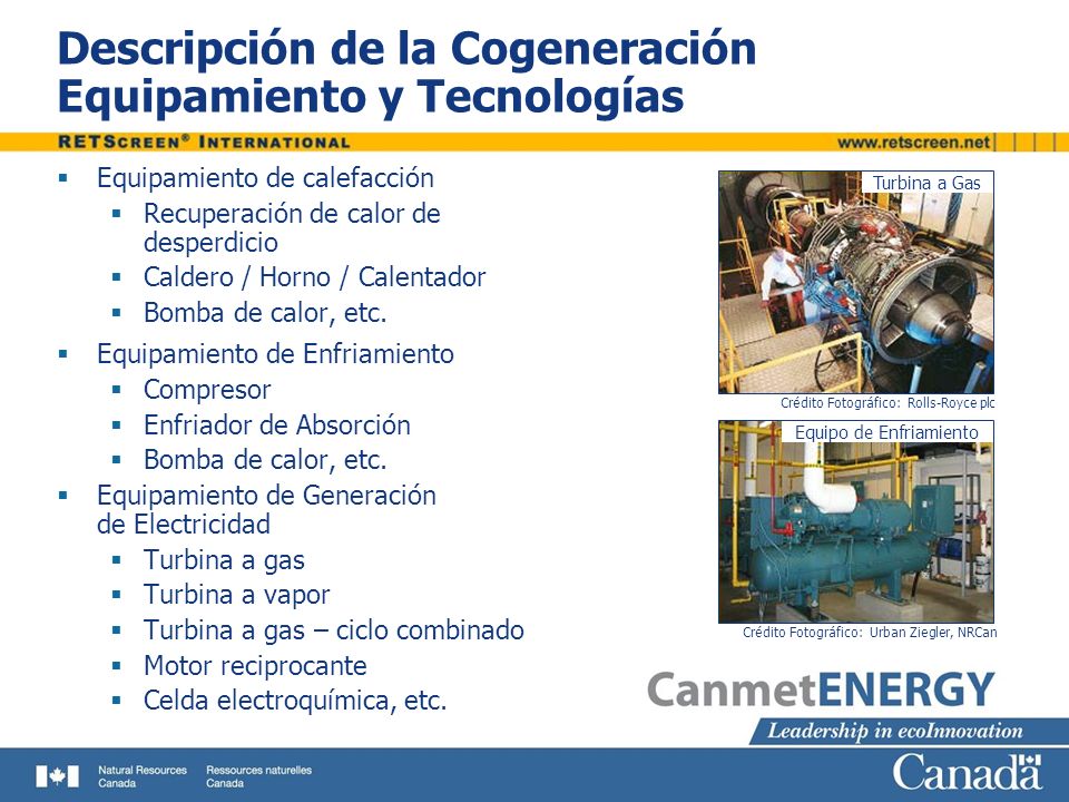 Descripción de la Cogeneración Equipamiento y Tecnologías