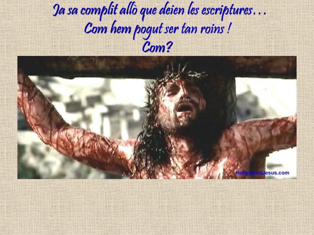 Ja sa complit allò que deien les escriptures… Com hem pogut ser tan roins ! Com