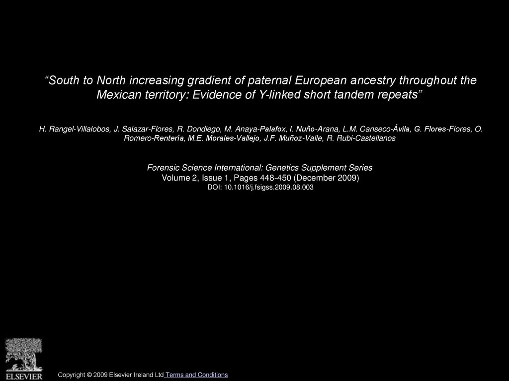 South to North increasing gradient of paternal European ancestry throughout the Mexican territory: Evidence of Y-linked short tandem repeats