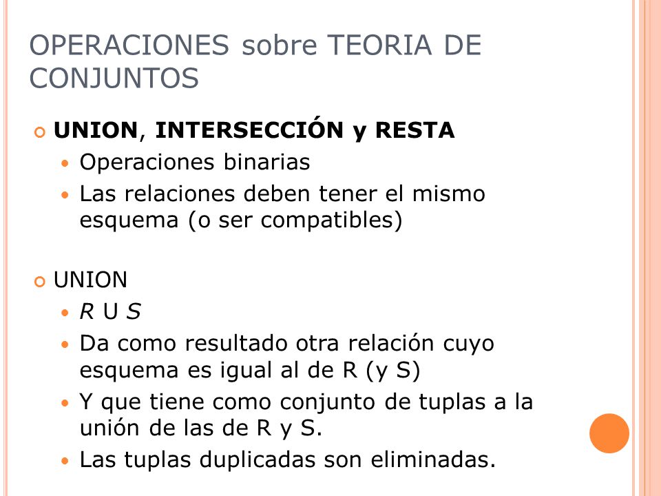 OPERACIONES sobre TEORIA DE CONJUNTOS