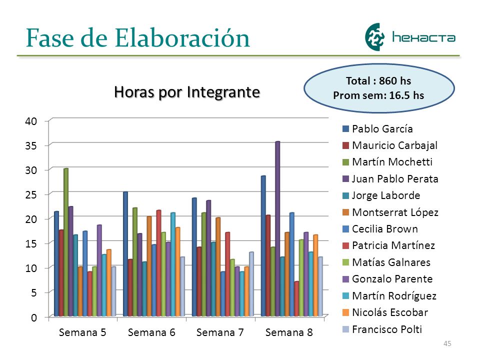 Fase de Elaboración Horas por Integrante Total : 860 hs