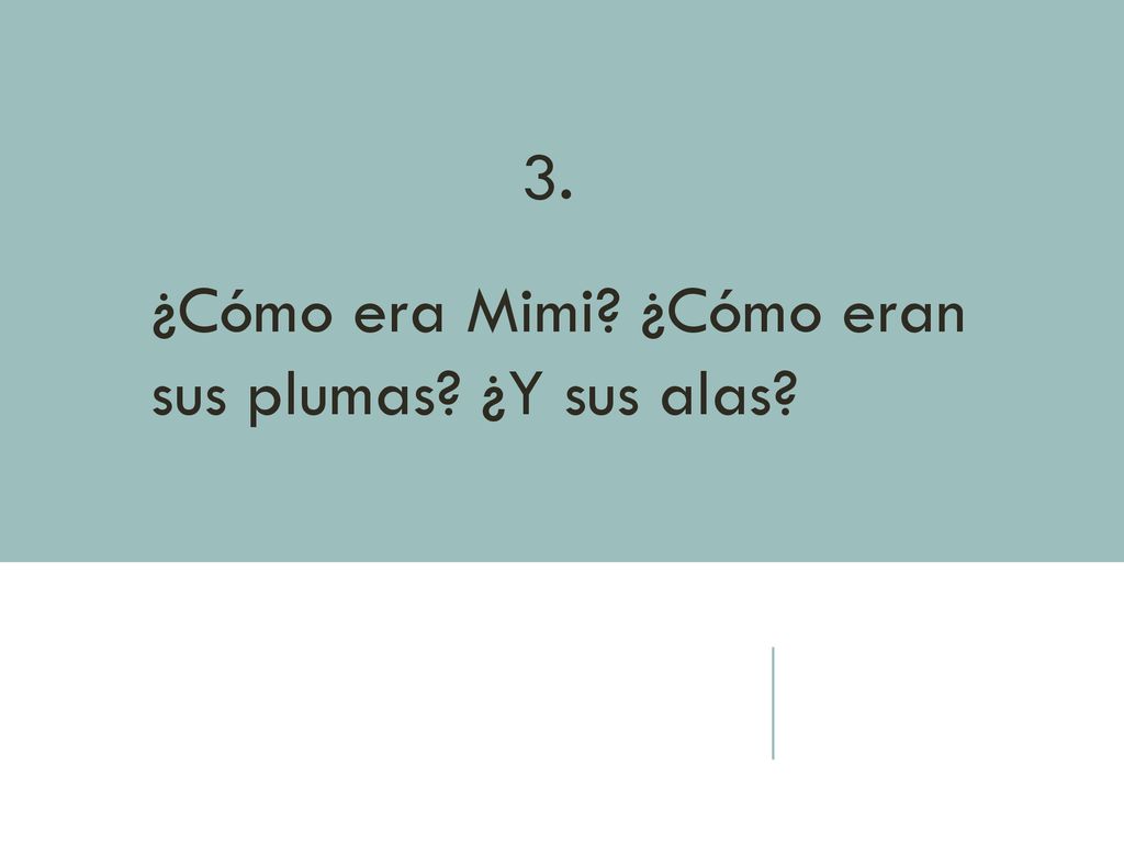 ¿Cómo era Mimi ¿Cómo eran sus plumas ¿Y sus alas