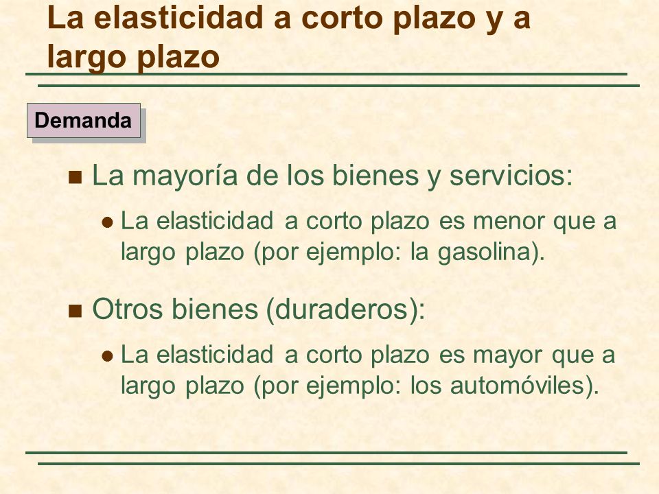 La elasticidad a corto plazo y a largo plazo