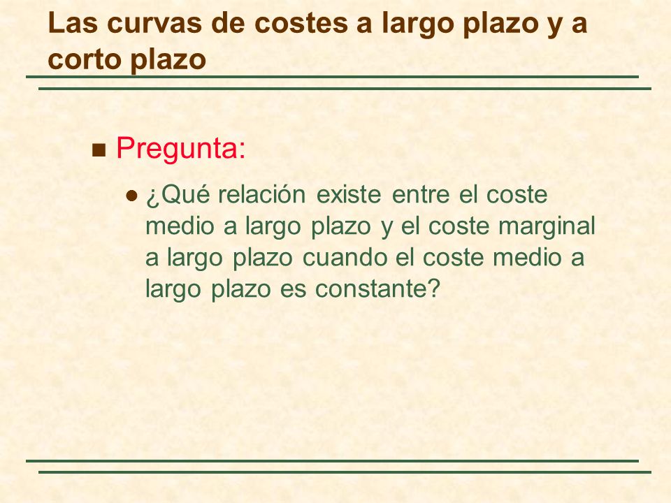 Las curvas de costes a largo plazo y a corto plazo