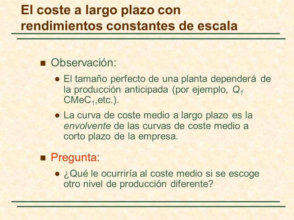 El coste a largo plazo con rendimientos constantes de escala