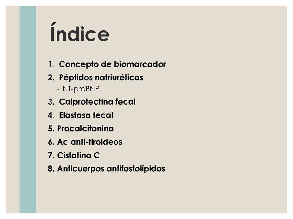 Índice Concepto de biomarcador Péptidos natriuréticos
