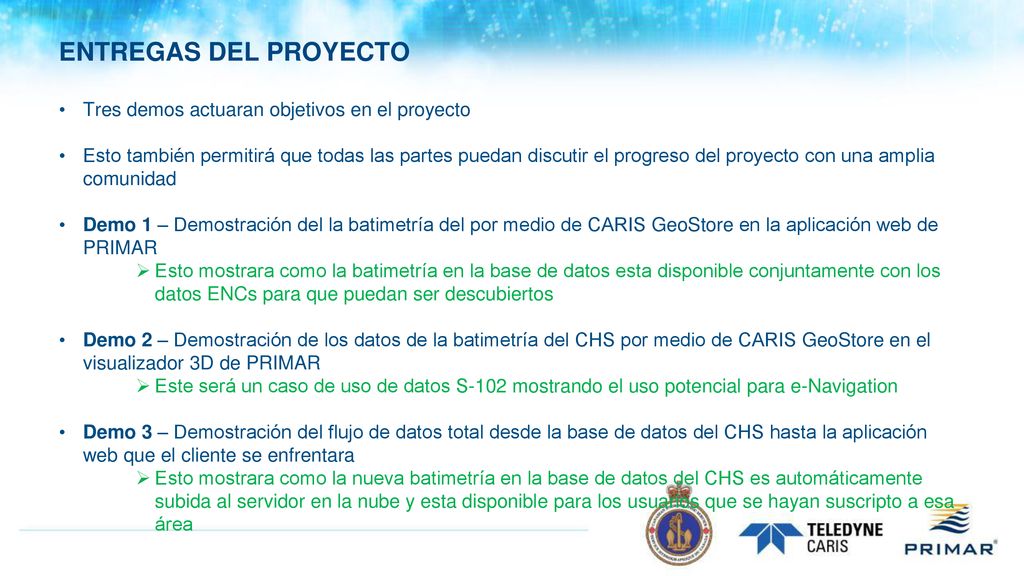 ENTREGAS DEL PROYECTO Tres demos actuaran objetivos en el proyecto