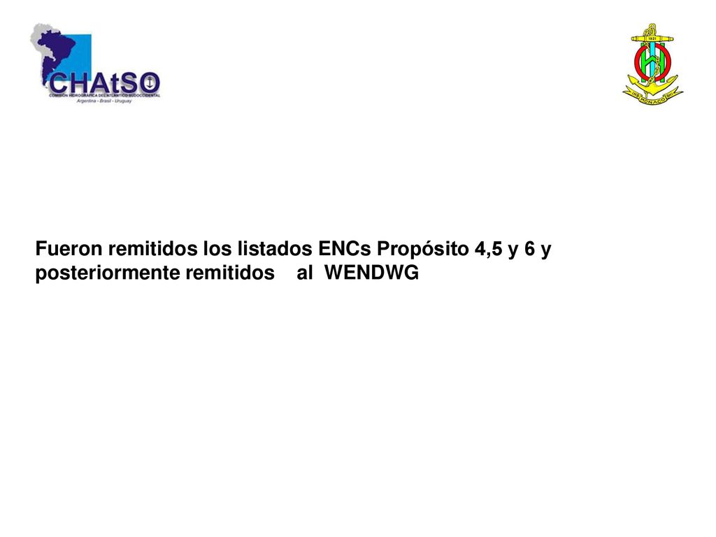 Fueron remitidos los listados ENCs Propósito 4,5 y 6 y posteriormente remitidos al WENDWG