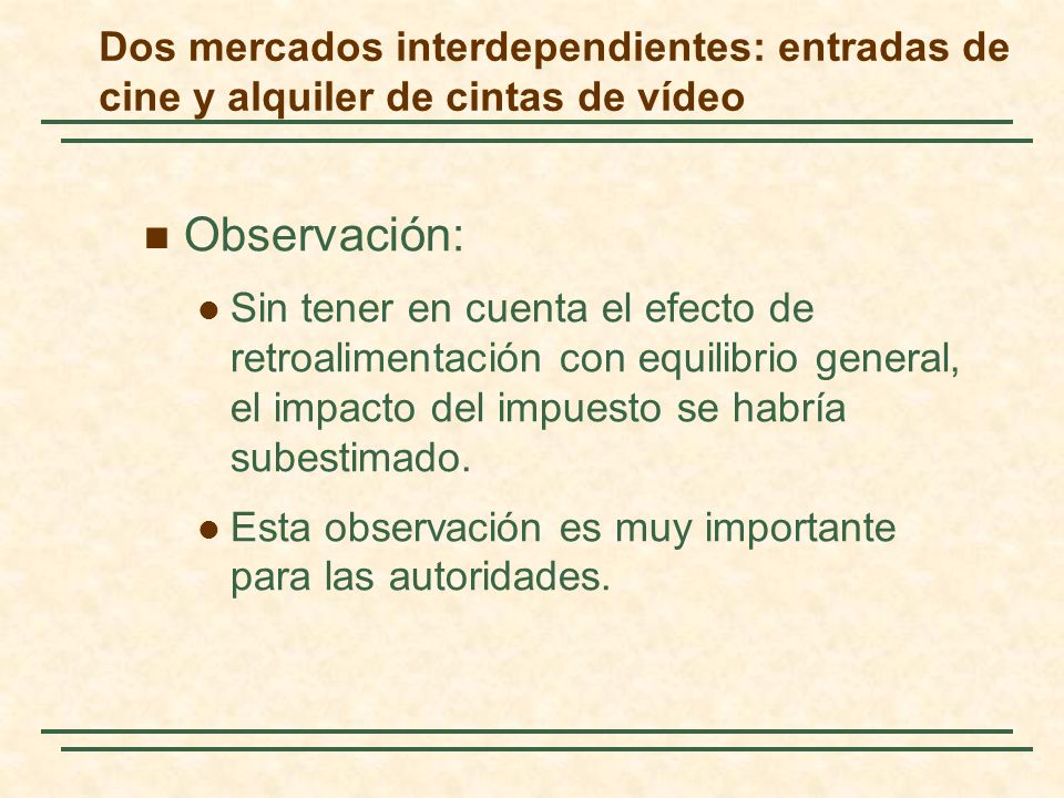 Dos mercados interdependientes: entradas de cine y alquiler de cintas de vídeo