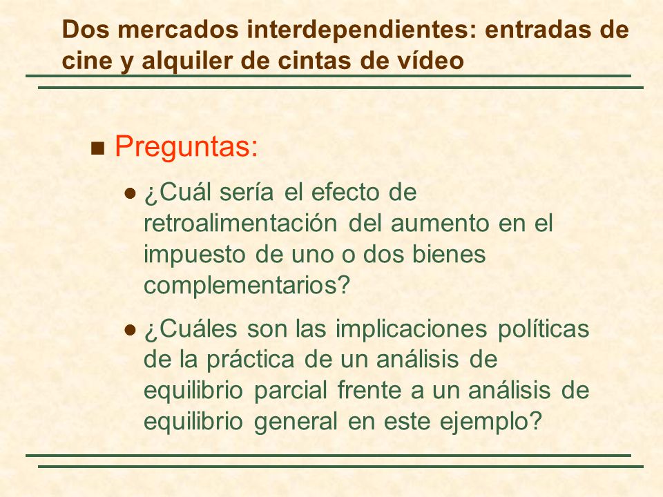 Dos mercados interdependientes: entradas de cine y alquiler de cintas de vídeo