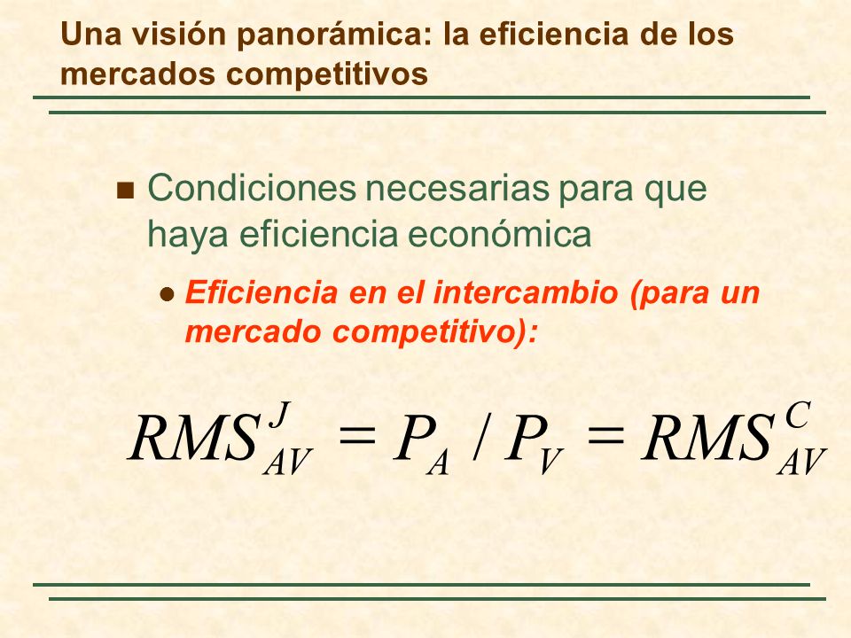 Una visión panorámica: la eficiencia de los mercados competitivos