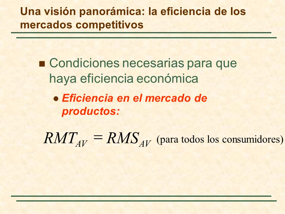 Una visión panorámica: la eficiencia de los mercados competitivos