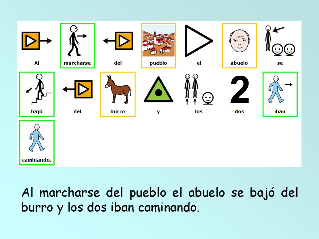 Al marcharse del pueblo el abuelo se bajó del burro y los dos iban caminando.