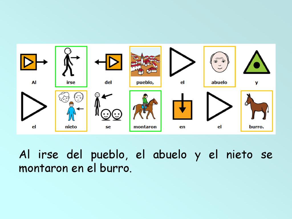 Al irse del pueblo, el abuelo y el nieto se montaron en el burro.