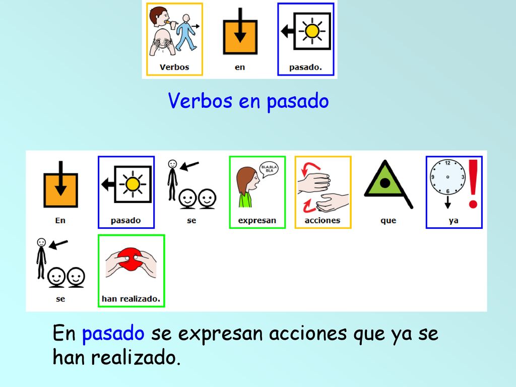 Verbos en pasado En pasado se expresan acciones que ya se han realizado.