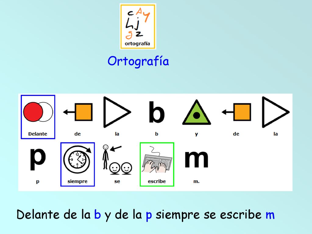 Ortografía Delante de la b y de la p siempre se escribe m