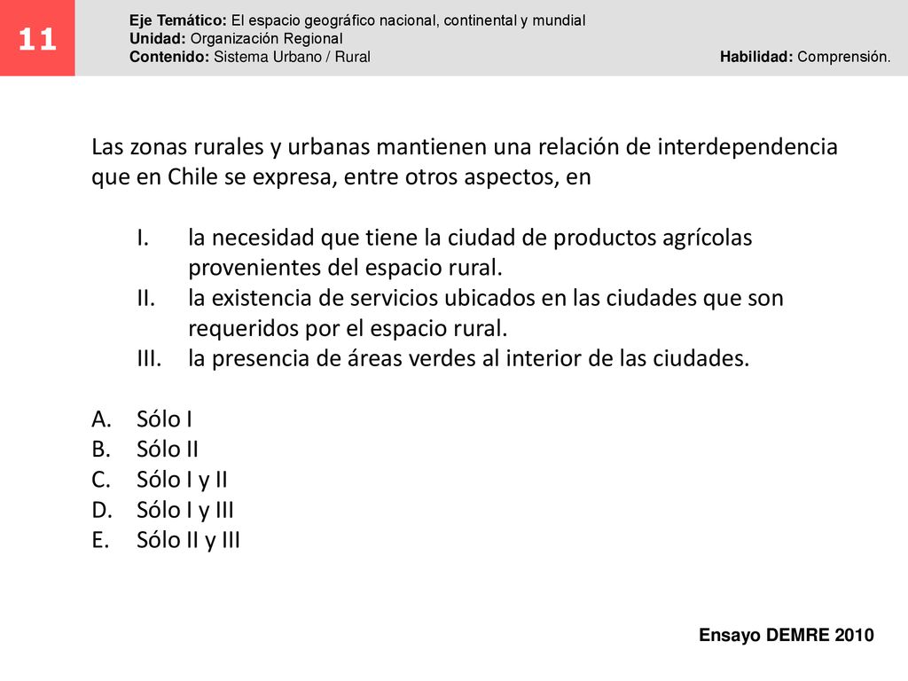 11 Eje Temático: El espacio geográfico nacional, continental y mundial. Unidad: Organización Regional.