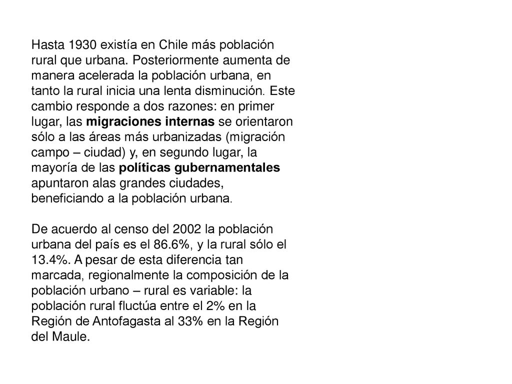Hasta 1930 existía en Chile más población rural que urbana