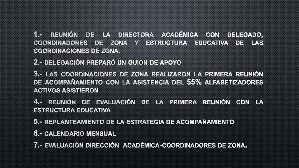 1.- reunión de la directora académica con delegado, coordinadores de zona y estructura educativa de las coordinaciones de zona.
