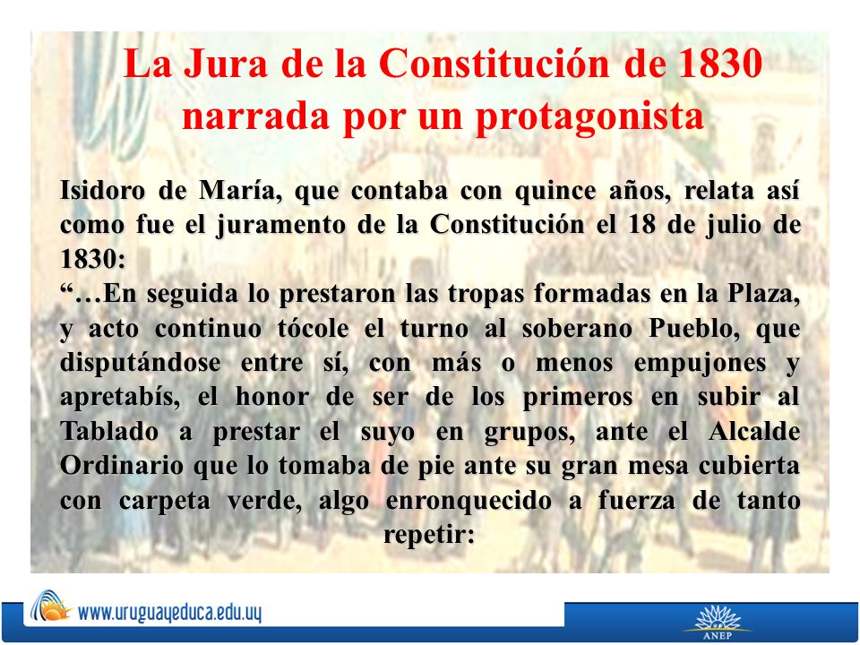 La Jura de la Constitución de 1830 narrada por un protagonista