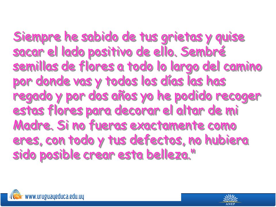 Siempre he sabido de tus grietas y quise sacar el lado positivo de ello.