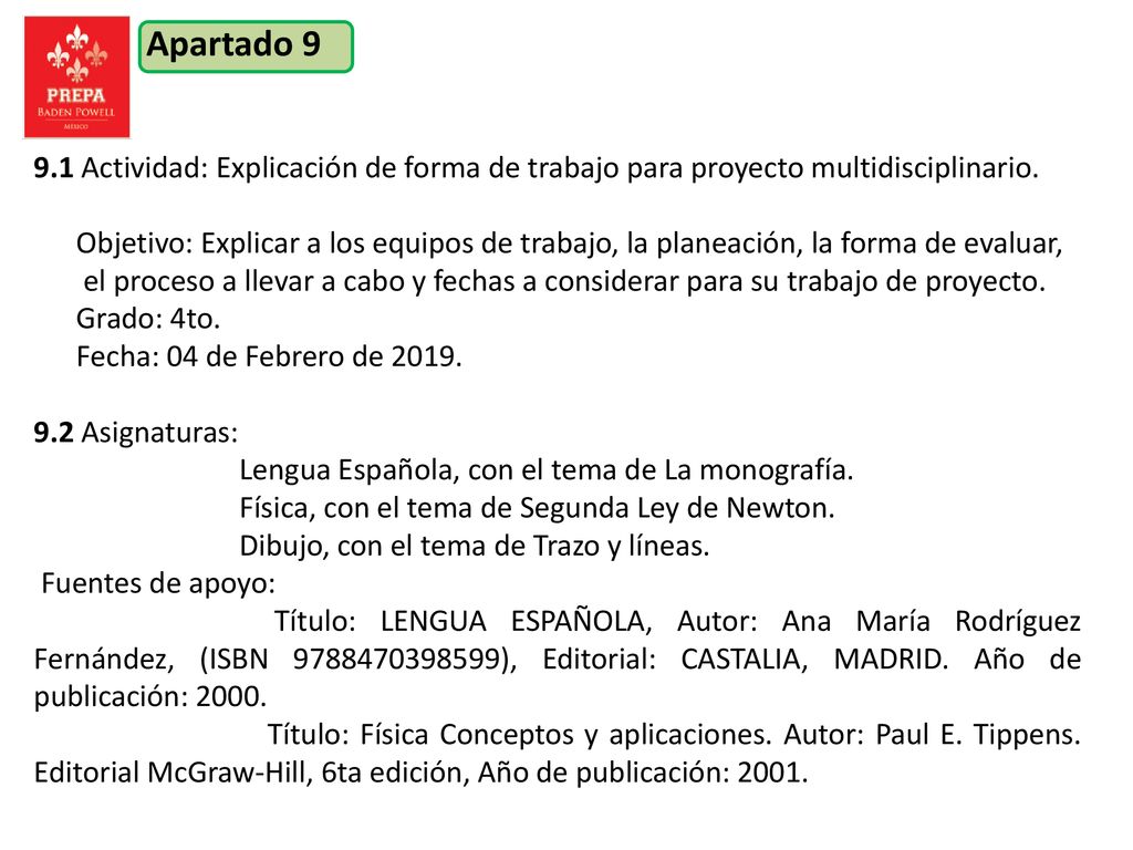 Apartado Actividad: Explicación de forma de trabajo para proyecto multidisciplinario.