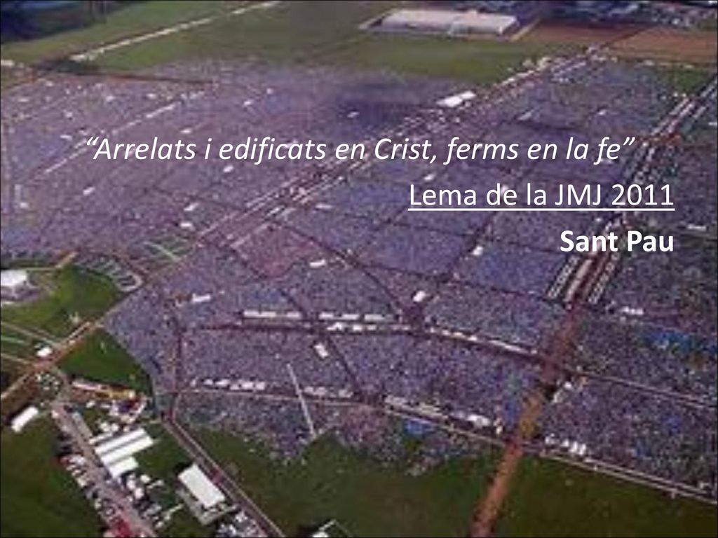 Arrelats i edificats en Crist, ferms en la fe Lema de la JMJ 2011 Sant Pau