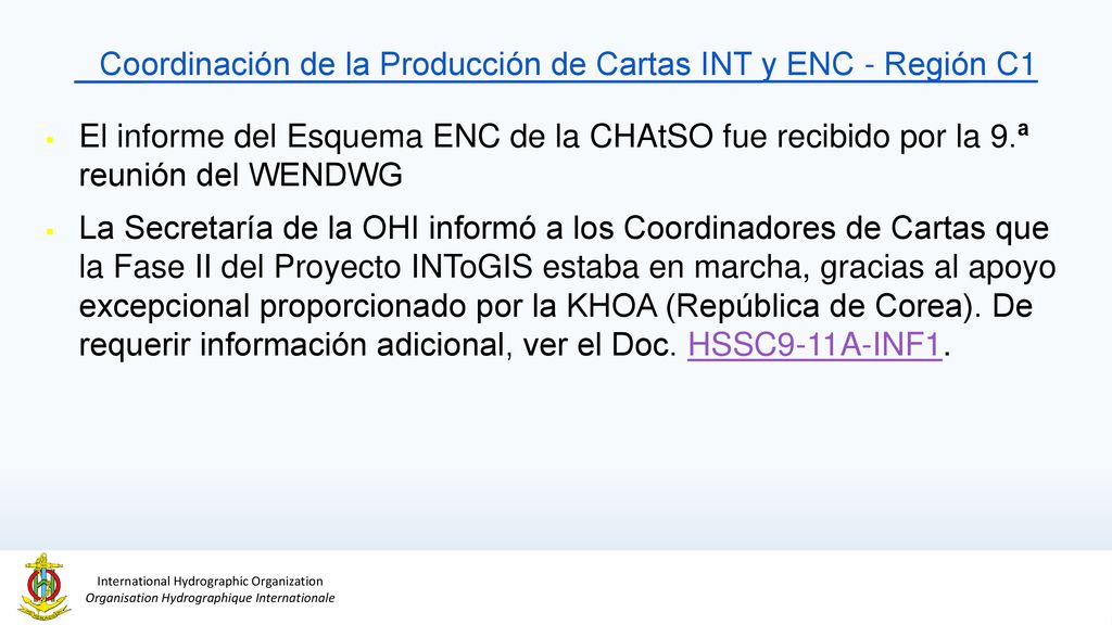 Coordinación de la Producción de Cartas INT y ENC - Región C1