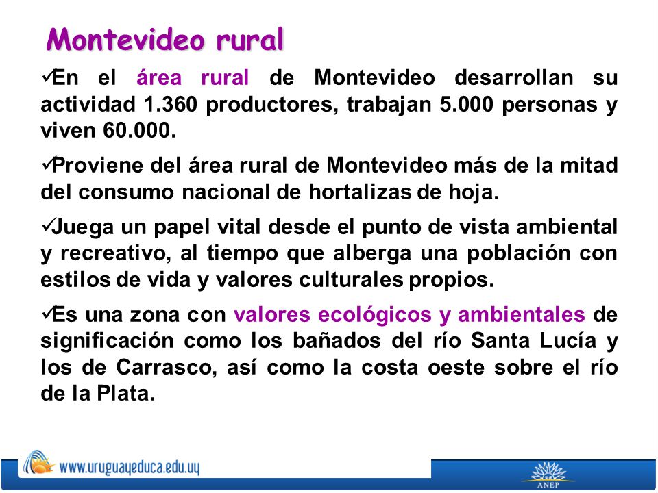 Montevideo rural En el área rural de Montevideo desarrollan su actividad productores, trabajan personas y viven