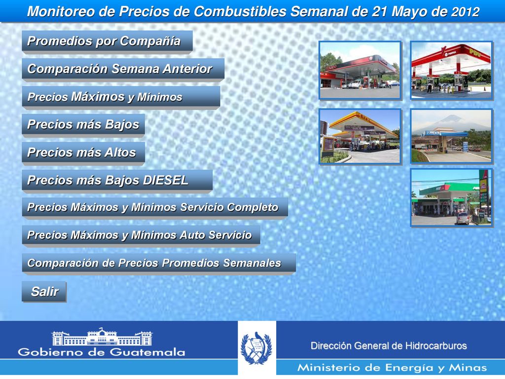 Monitoreo de Precios de Combustibles Semanal de 21 Mayo de 2012