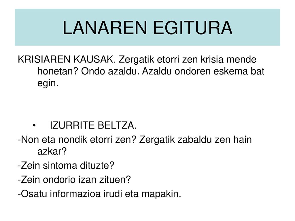 LANAREN EGITURA KRISIAREN KAUSAK. Zergatik etorri zen krisia mende honetan Ondo azaldu. Azaldu ondoren eskema bat egin.