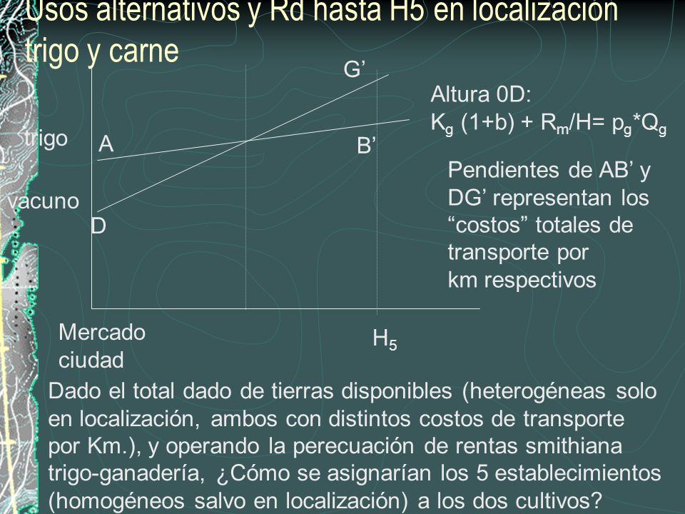 Usos alternativos y Rd hasta H5 en localización trigo y carne