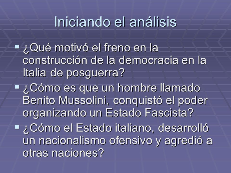 Iniciando el análisis ¿Qué motivó el freno en la construcción de la democracia en la Italia de posguerra