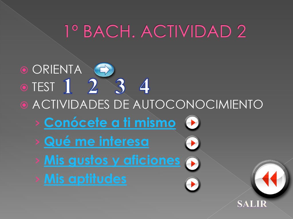 º BACH. ACTIVIDAD 2 Conócete a ti mismo Qué me interesa