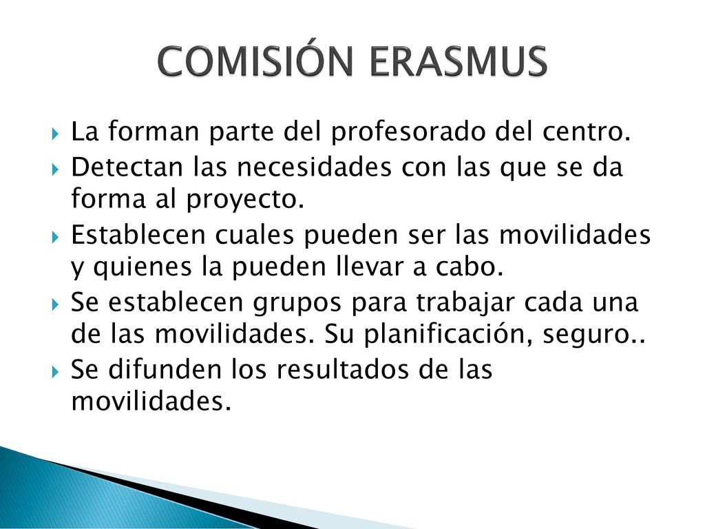 COMISIÓN ERASMUS La forman parte del profesorado del centro.