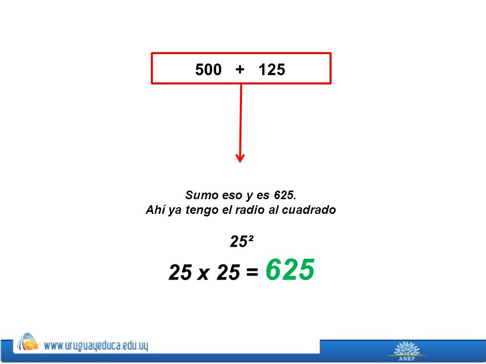 Ahí ya tengo el radio al cuadrado