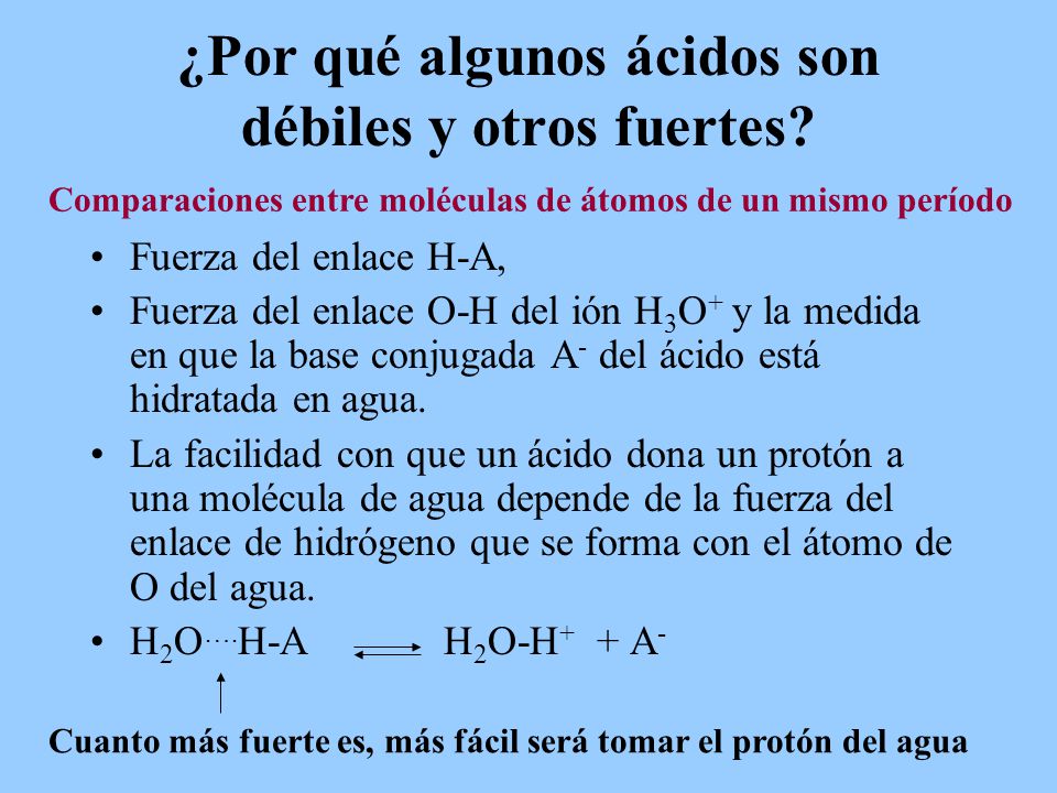 ¿Por qué algunos ácidos son débiles y otros fuertes