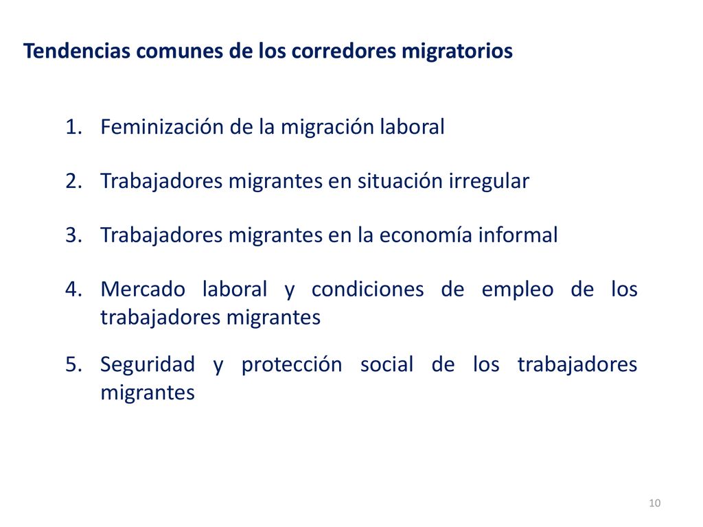 Tendencias comunes de los corredores migratorios