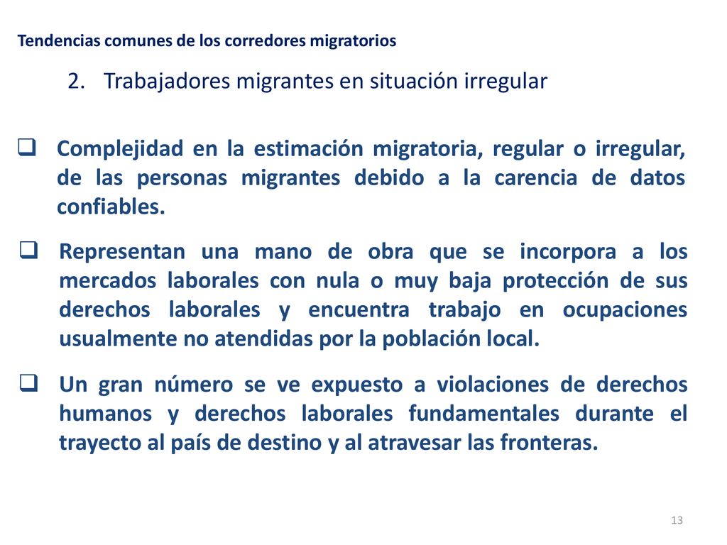 Tendencias comunes de los corredores migratorios