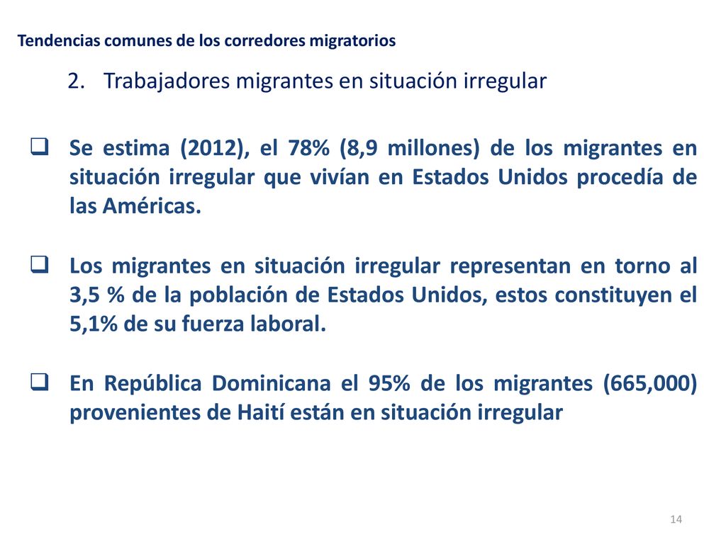 Tendencias comunes de los corredores migratorios