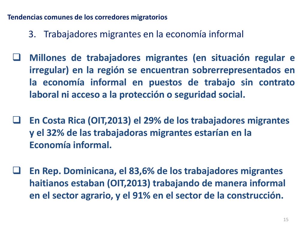 Tendencias comunes de los corredores migratorios