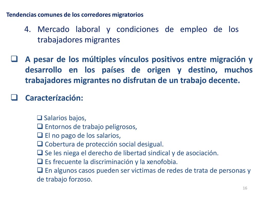 Tendencias comunes de los corredores migratorios