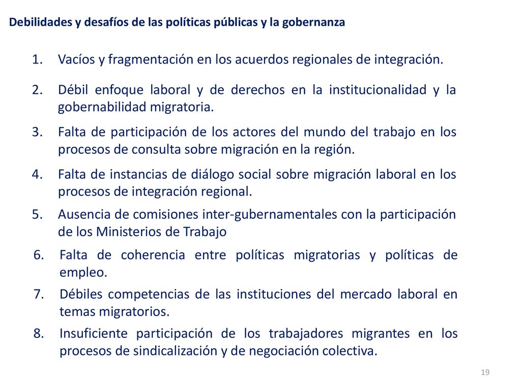 Debilidades y desafíos de las políticas públicas y la gobernanza