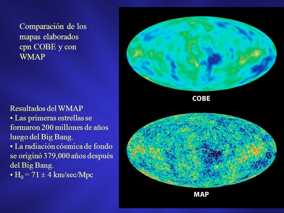Comparación de los mapas elaborados cpn COBE y con WMAP