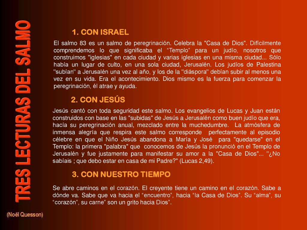 1. CON ISRAEL 2. CON JESÚS 3. CON NUESTRO TIEMPO
